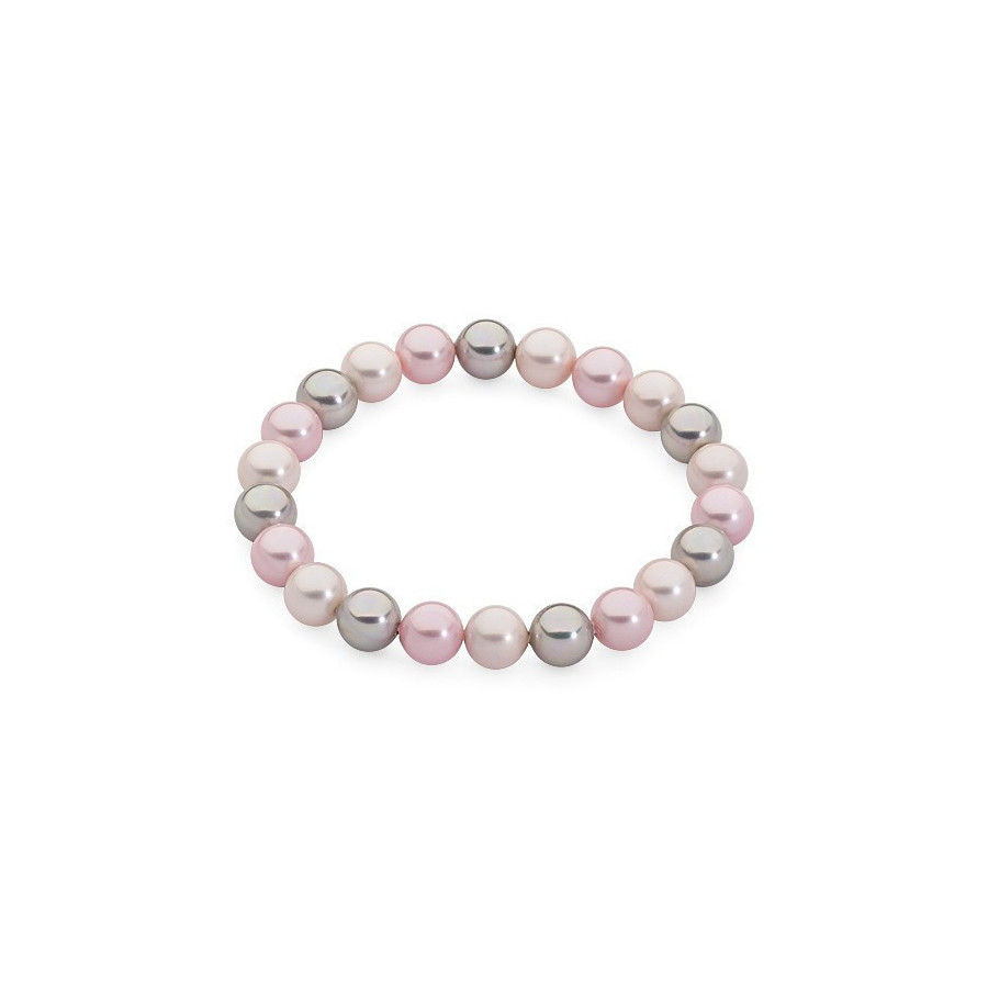 Bransoletka kolor różowy srebrny perła 8 mm