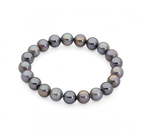 Bransoletka kolor grafitowy srebrny perła 8 mm
