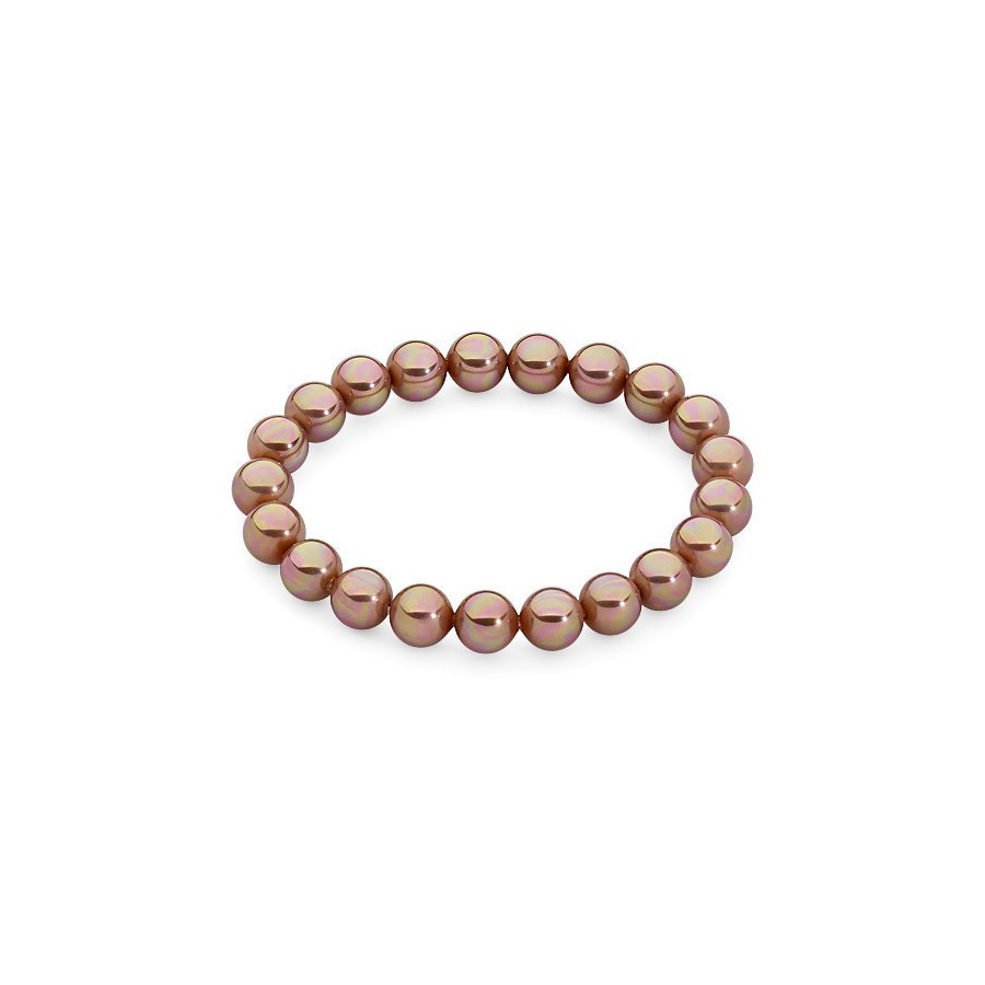 Bransoletka kolor różowy-złoty perła 8 mm