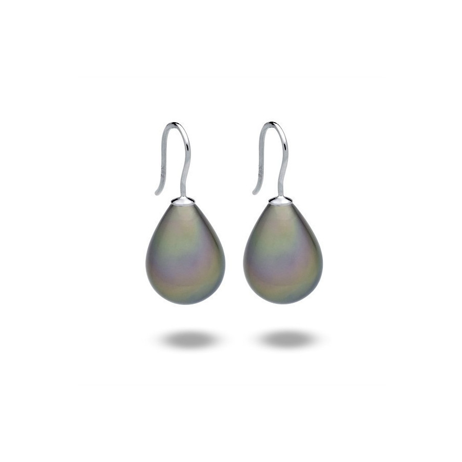 Kolczyki kolor beżowy-cappucino perła 13 x 18 mm